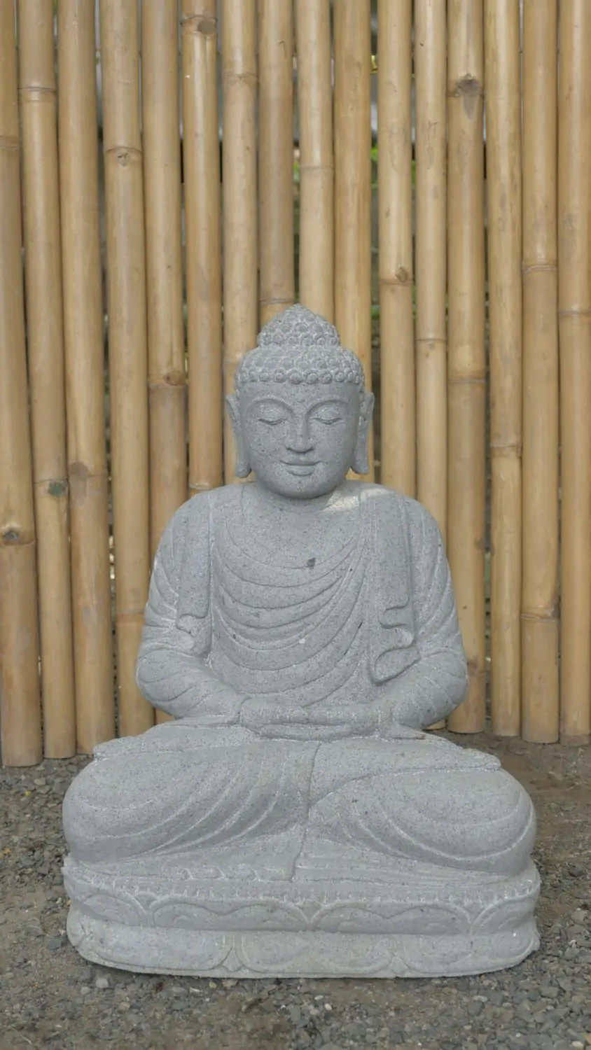  Product image 1 of the product “Seated Buddha made of Riverstone in Dhyana position - gesture of meditation, 58cm height, natural ”